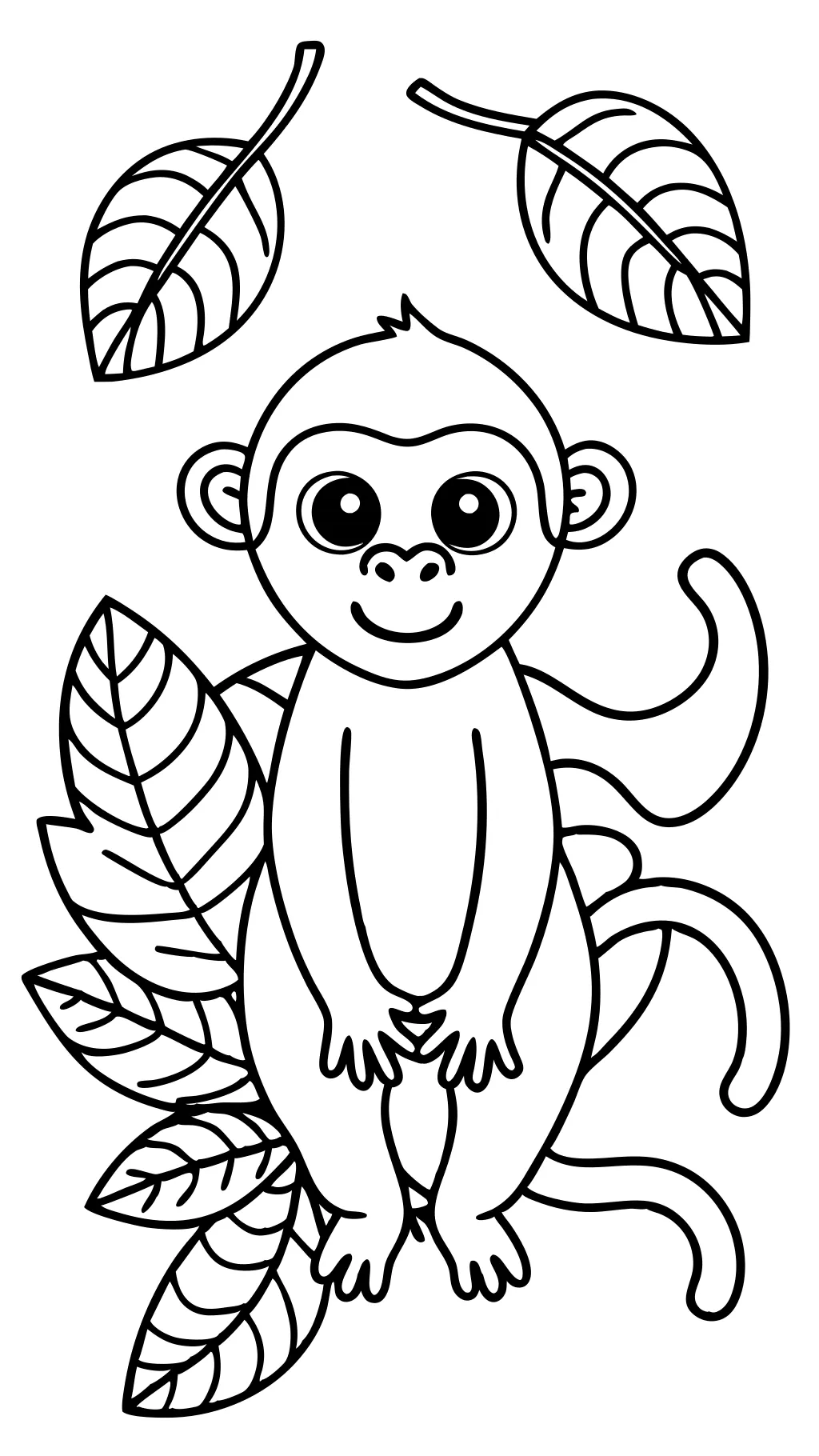 Página para colorear lindo mono clipart blanco y negro